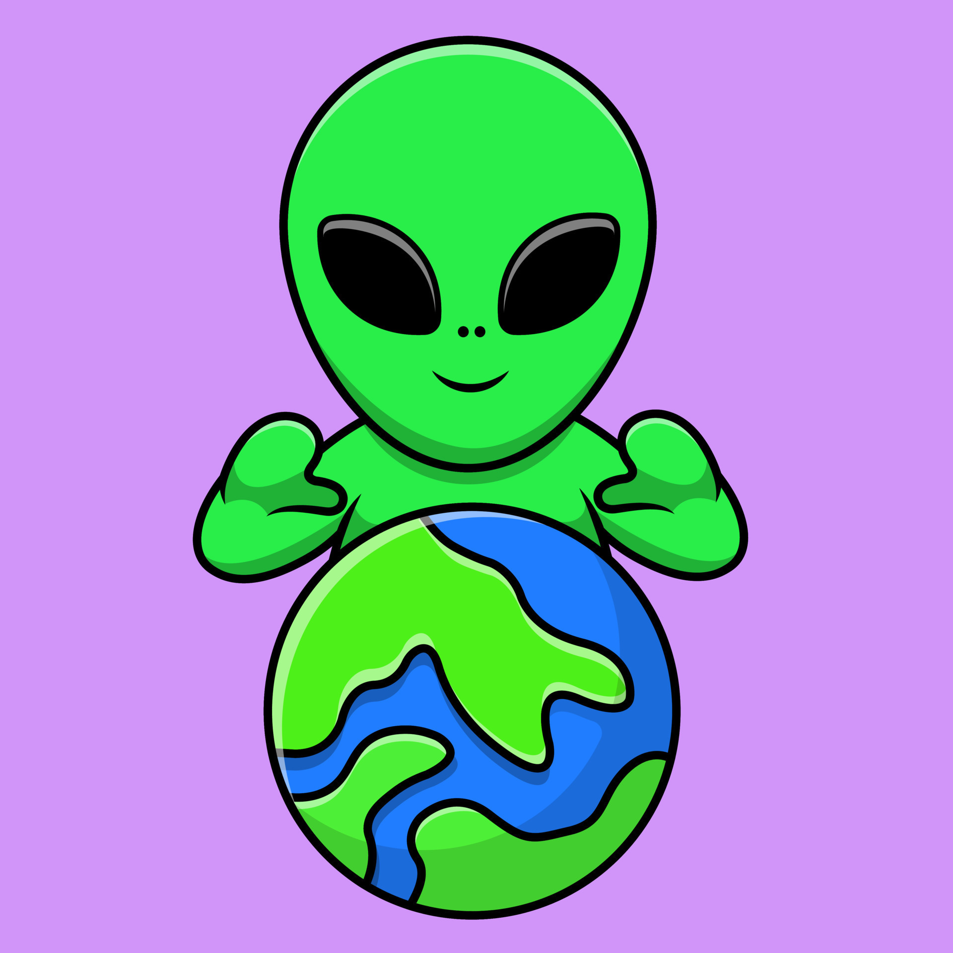 alienígena bonitinho com ilustração de ícones do vetor dos